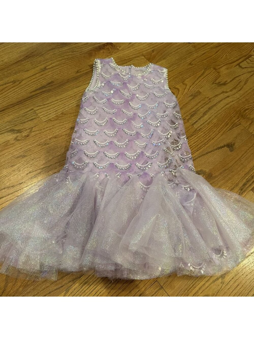 LOLA & THE BOYS GIRLS PURPLE MERMAID DRESS PEARL ACCENTS SIZE 6 GIRLS
